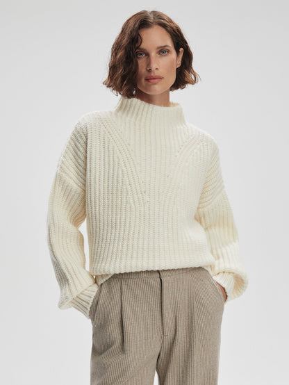 Blossom Mock Neck Knit Sweater Ivory - Varley