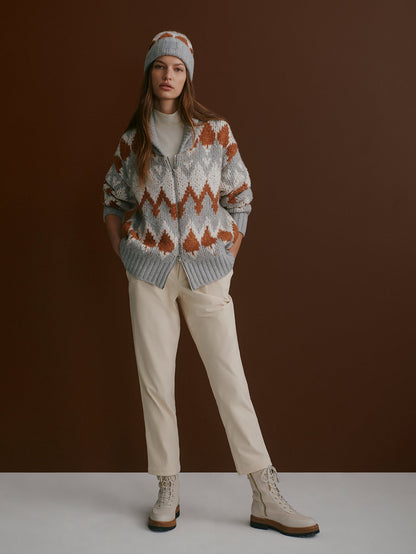 Brockley Jacquard Knit Jacket Grey Melange - Varley
