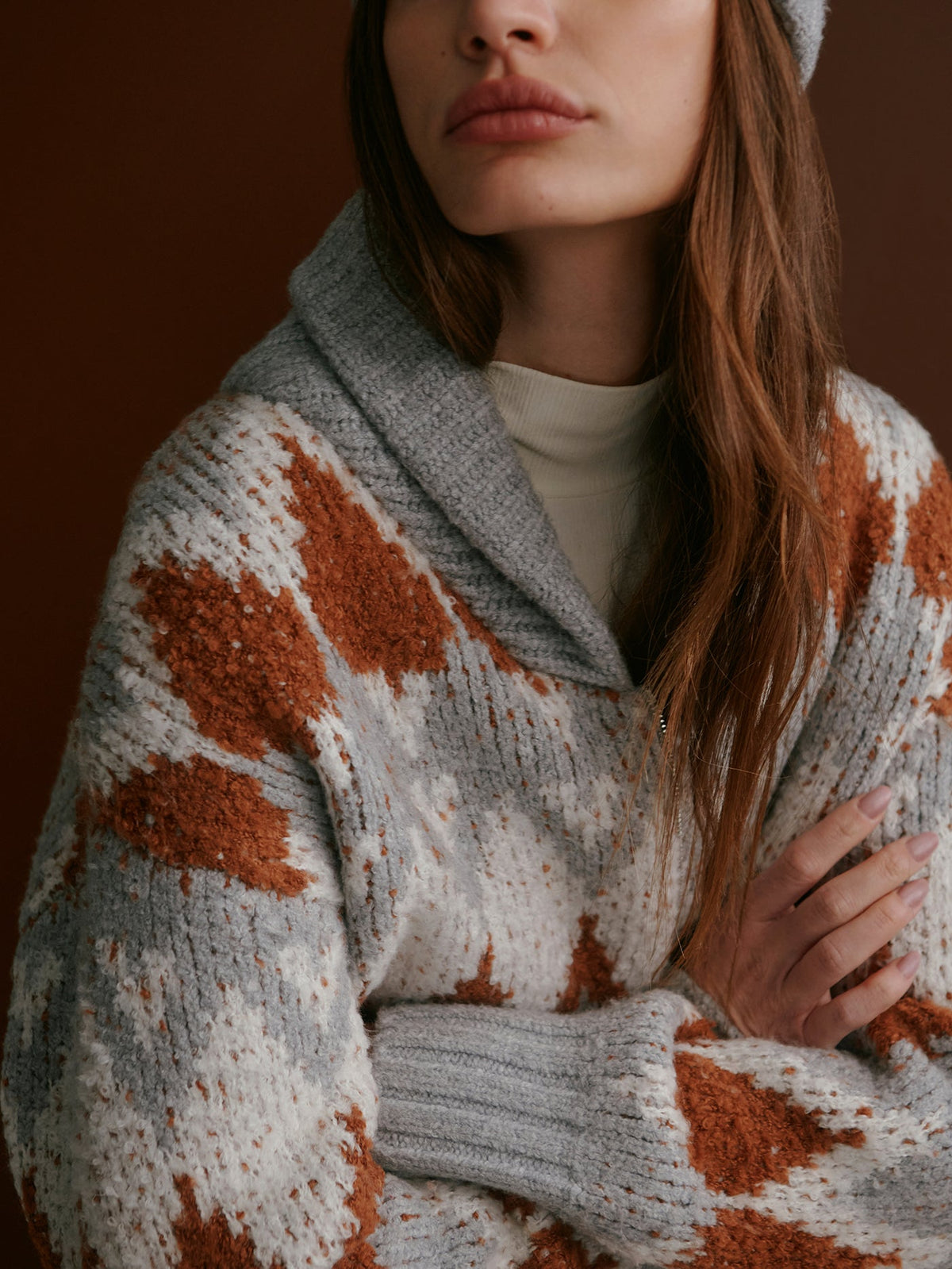Brockley Jacquard Knit Jacket Grey Melange - Varley