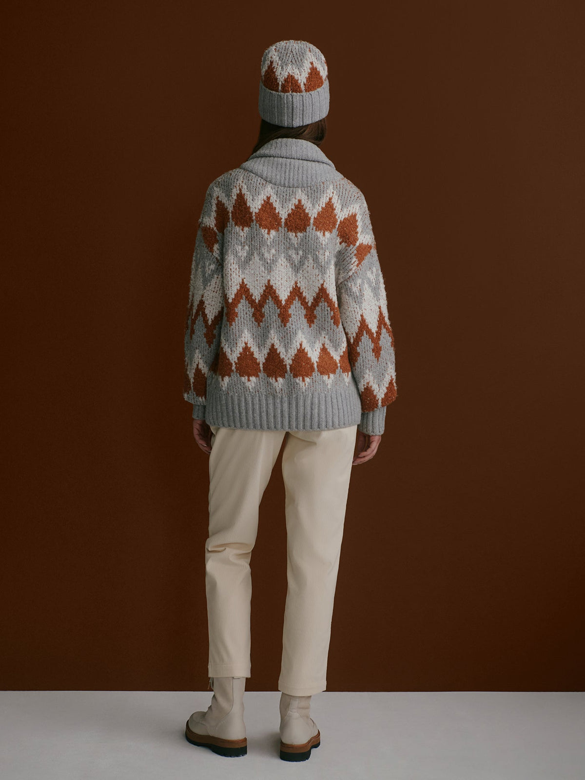 Brockley Jacquard Knit Jacket Grey Melange - Varley