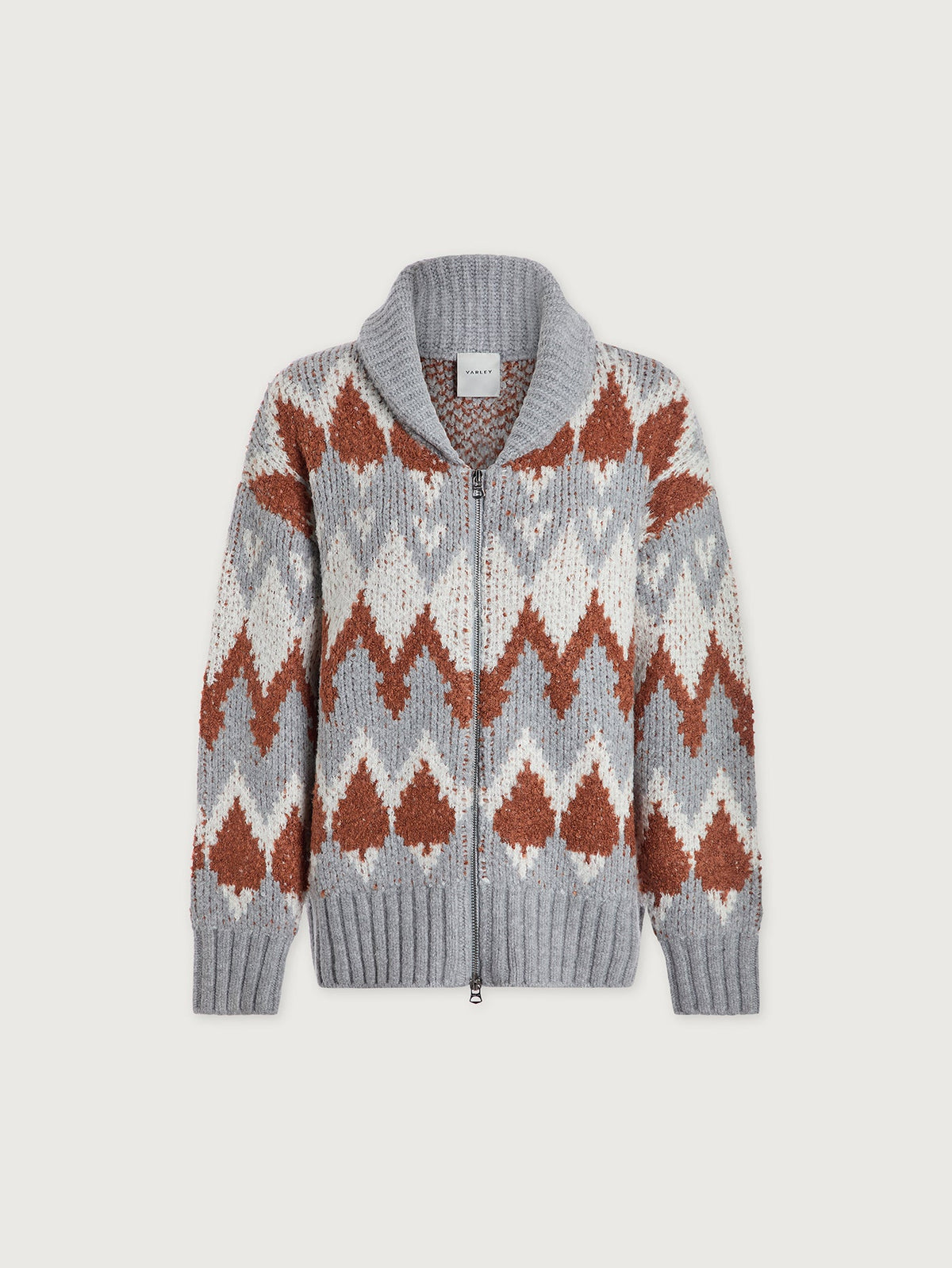 Brockley Jacquard Knit Jacket Grey Melange - Varley