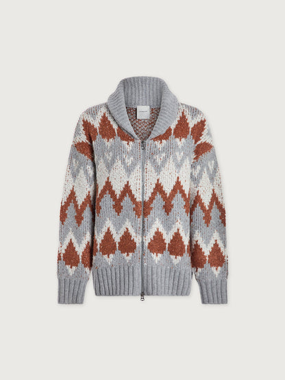 Brockley Jacquard Knit Jacket Grey Melange - Varley