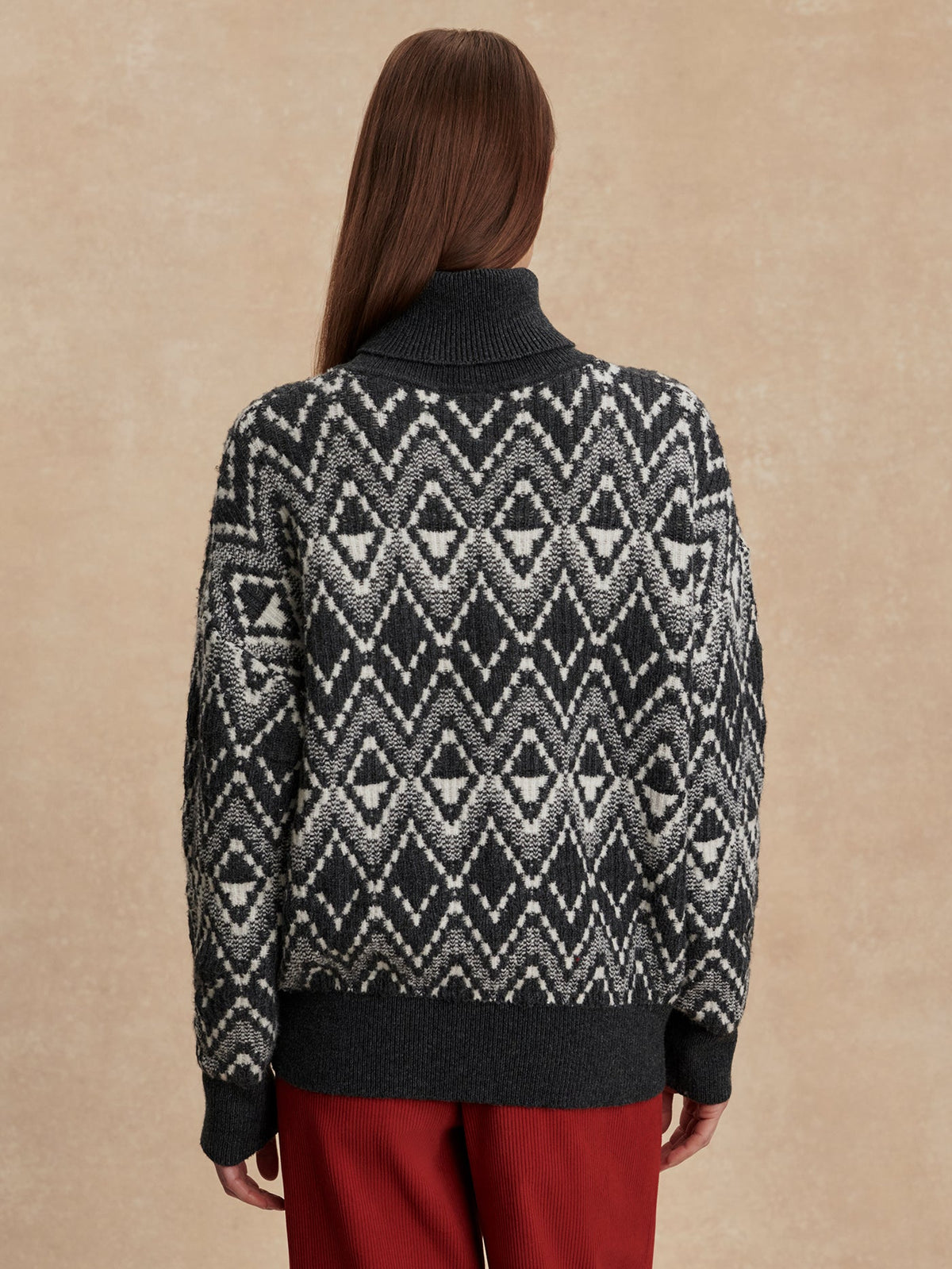 Ida Relaxed Fairisle Rollneck Knit Charcoal - Varley