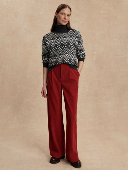 Ida Relaxed Fairisle Rollneck Knit Charcoal - Varley