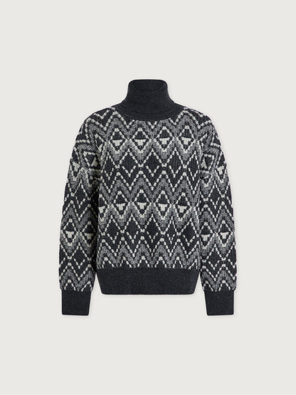 Ida Relaxed Fairisle Rollneck Knit Charcoal - Varley