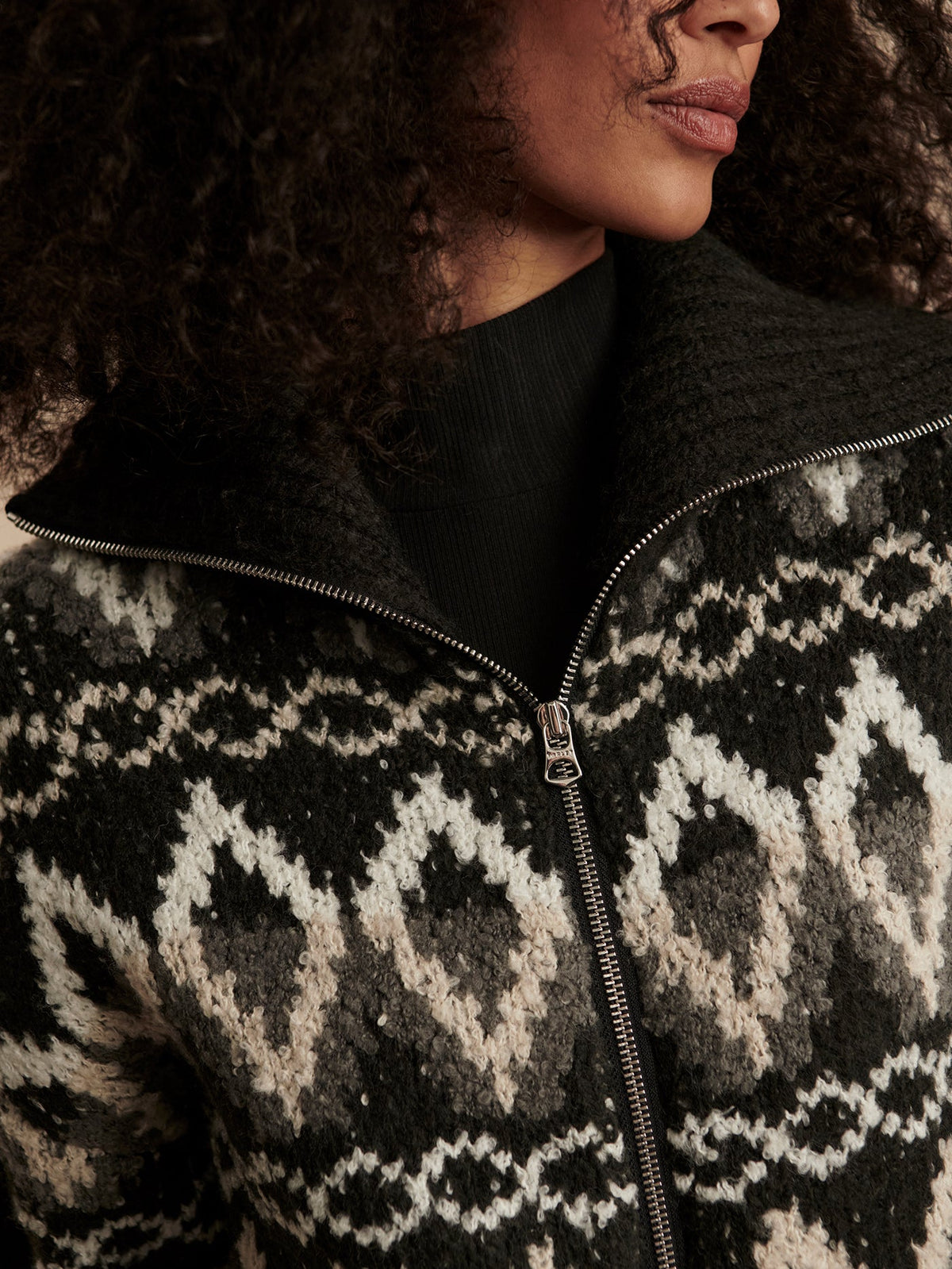 Brooke Fairisle Knit Jacket | VARLEY US Black Mountain Fairisle - Varley