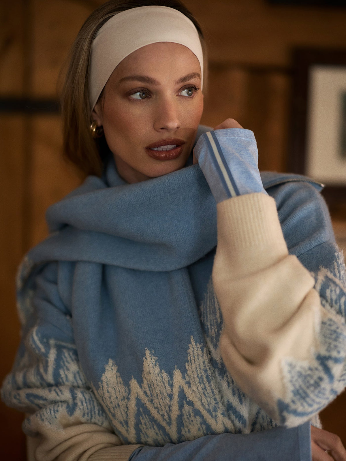 Hedda Fairisle Half Zip Knit Ashley Blue - Varley