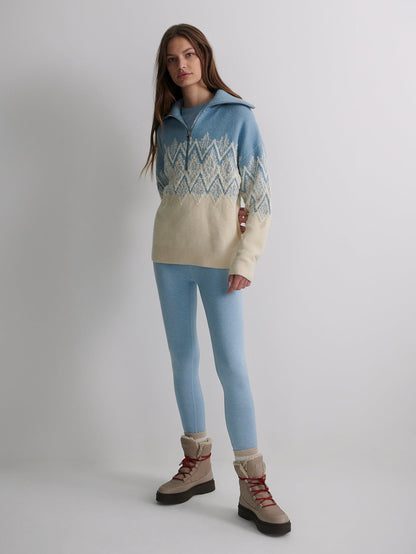 Hedda Fairisle Half Zip Knit Ashley Blue - Varley