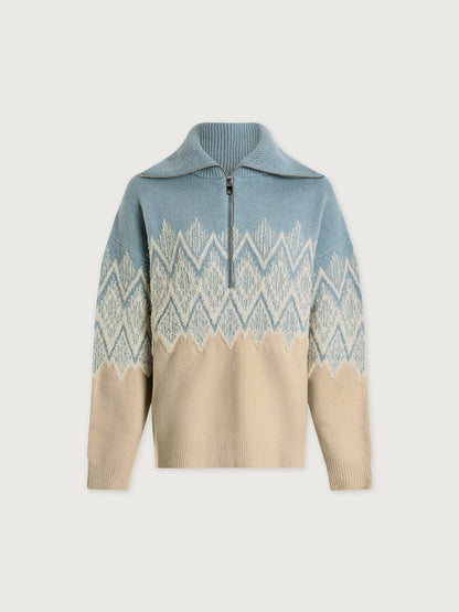Hedda Fairisle Half Zip Knit Ashley Blue - Varley
