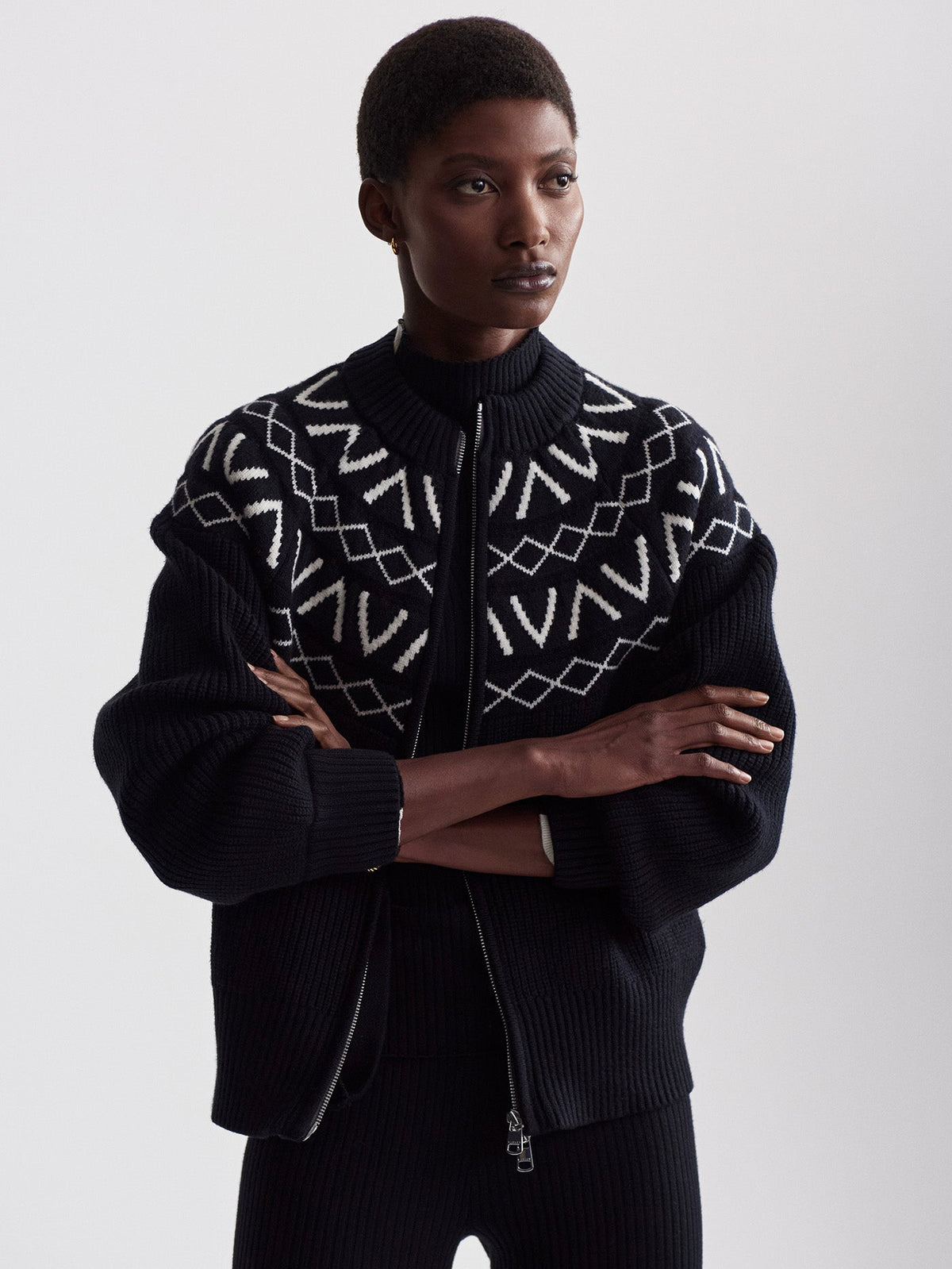 Alys Fairisle Knit Jacket Black - Varley
