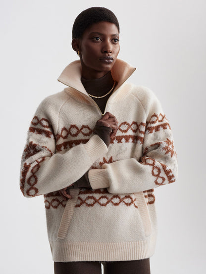 Cai Fairisle Half Zip Whitecap Grey Fairisle - Varley