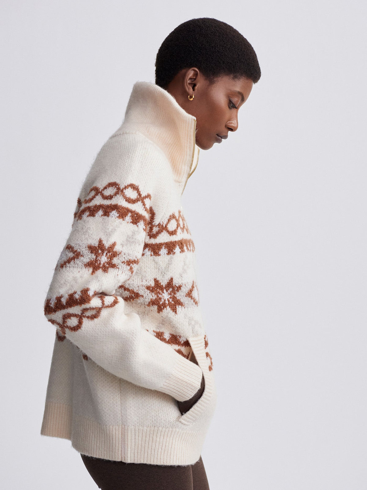 Cai Fairisle Half Zip Whitecap Grey Fairisle - Varley