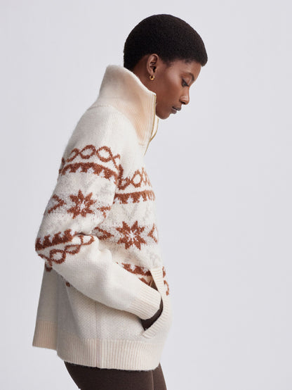 Cai Fairisle Half Zip Whitecap Grey Fairisle - Varley