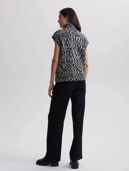 Sandy Zip Through Knit Gilet Snow White Black Fleck - Varley