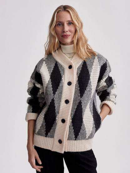Nancy Jacquard Knit Jacket Whitecap Grey Diamond - Varley