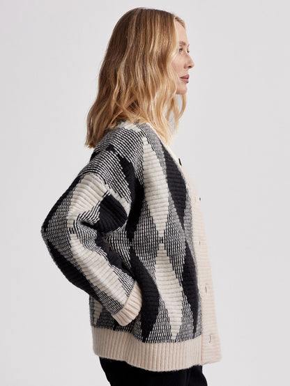 Nancy Jacquard Knit Jacket Whitecap Grey Diamond - Varley