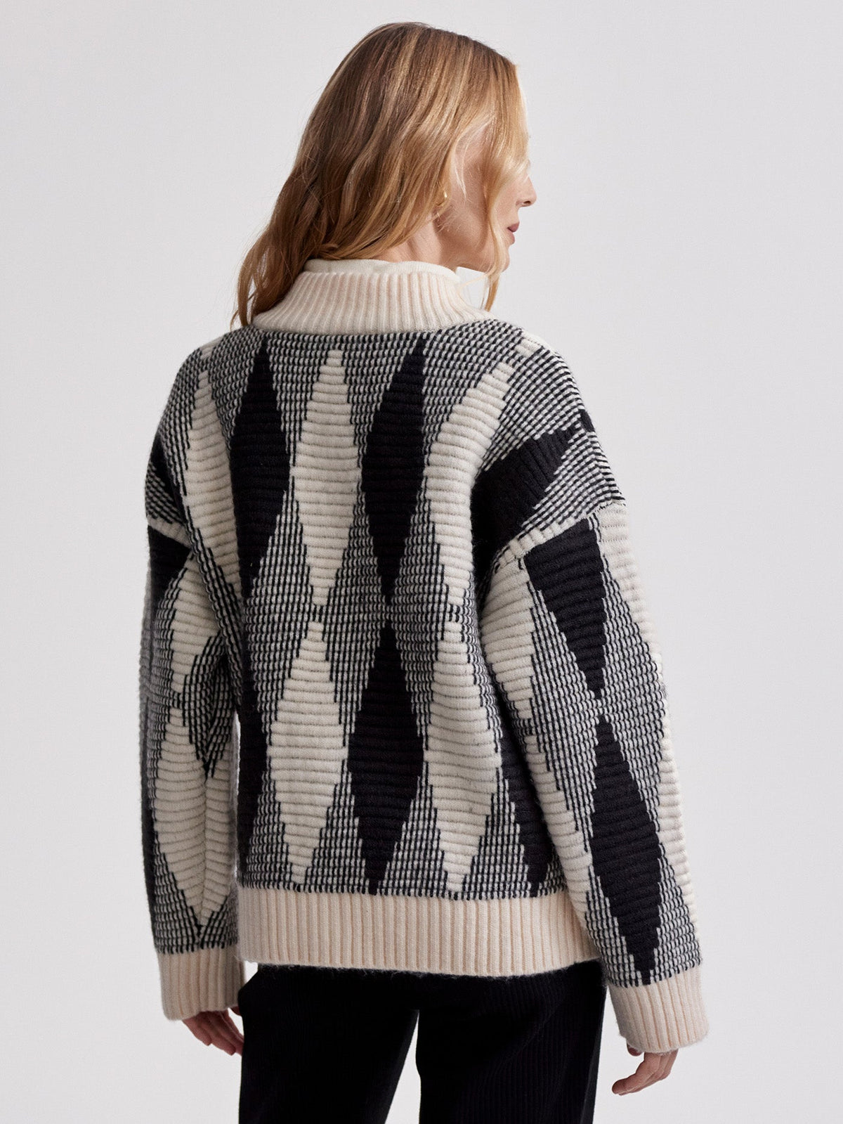 Nancy Jacquard Knit Jacket Whitecap Grey Diamond - Varley