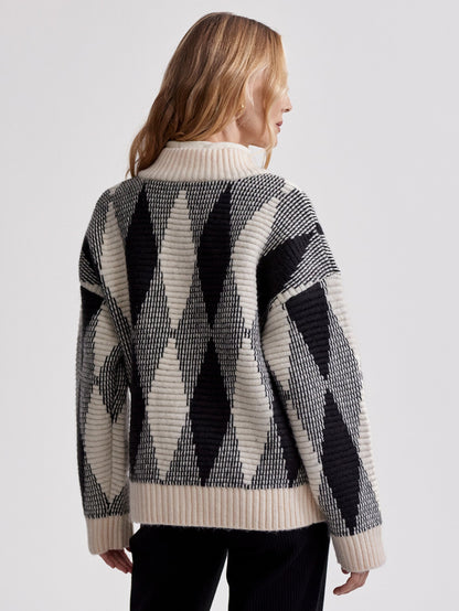 Nancy Jacquard Knit Jacket Whitecap Grey Diamond - Varley