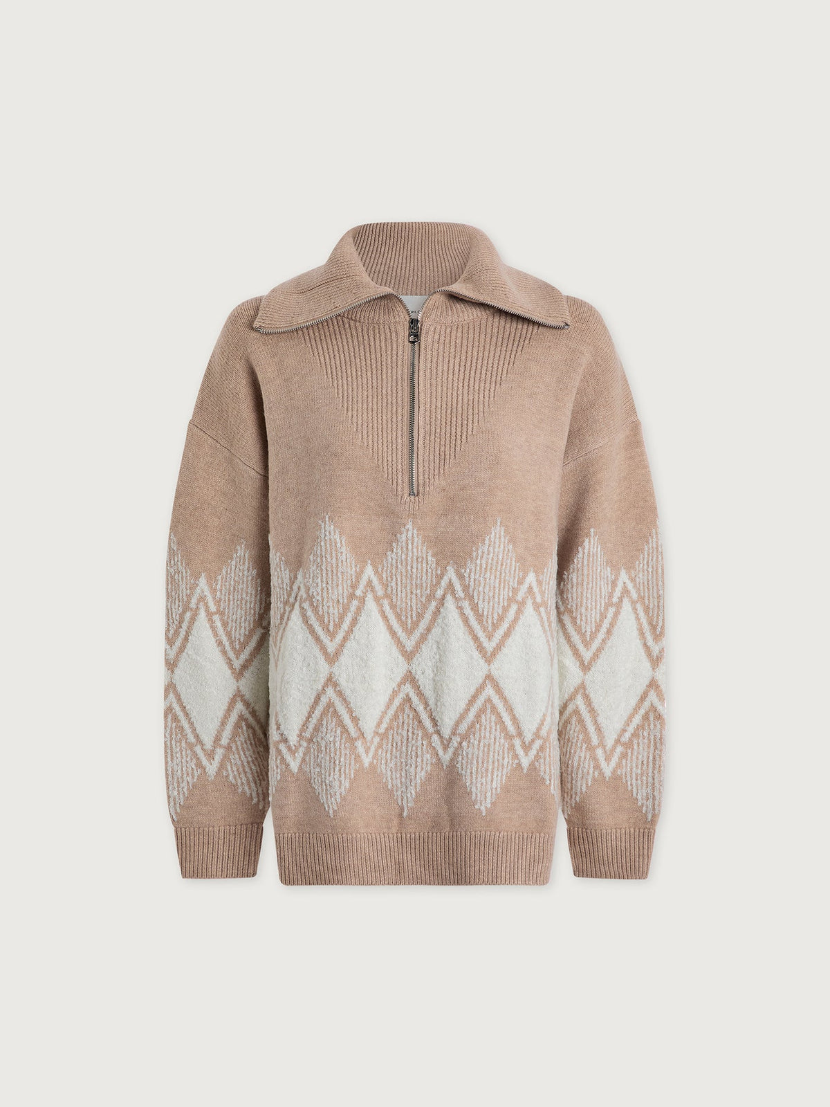 Betty Jacquard Half Zip Knit Light Taupe - Varley