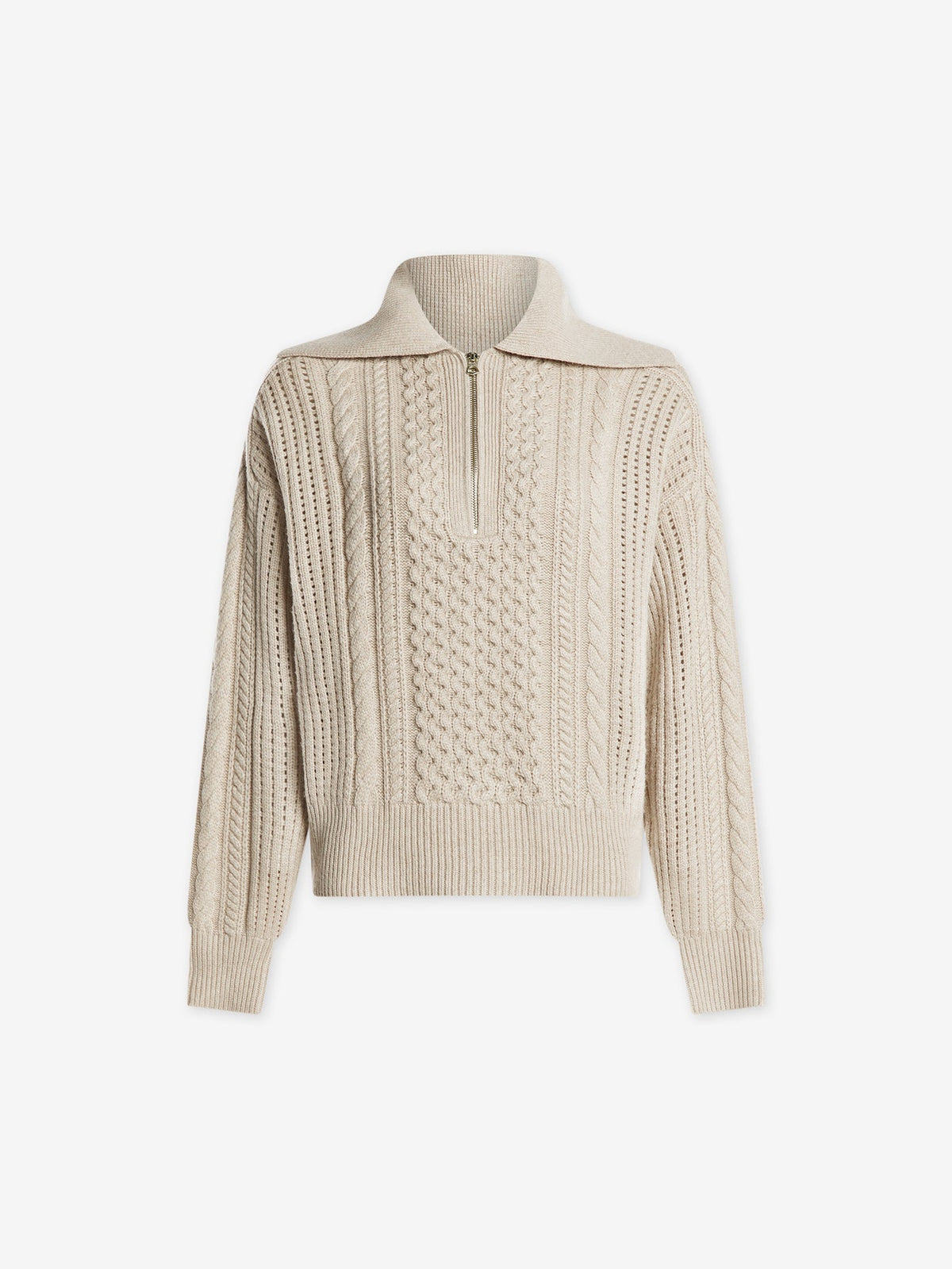 Camello Relaxed Cable Half Zip Parchment - Varley