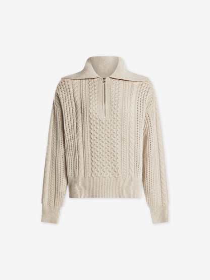 Camello Relaxed Cable Half Zip Parchment - Varley