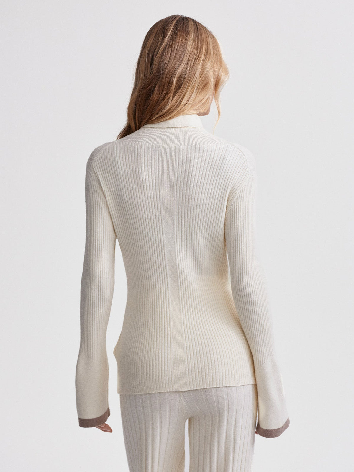 Ravena Rib Knit High Neck Top Egret - Varley