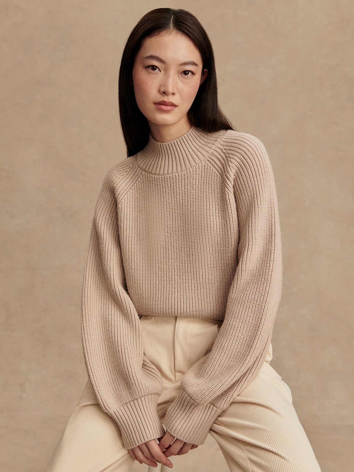 Martina High Neck Rib Knit Cement - Varley