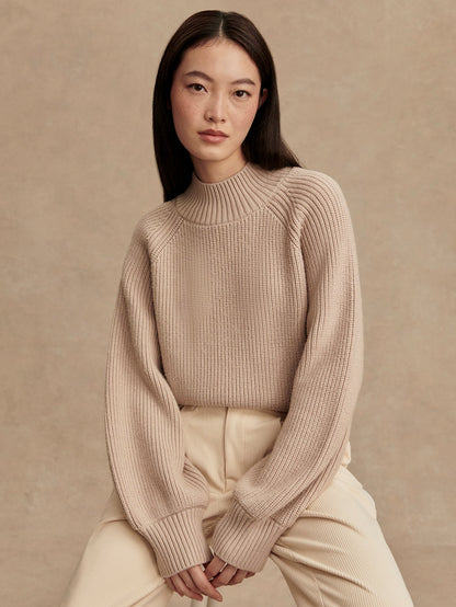 Martina High Neck Rib Knit Cement - Varley