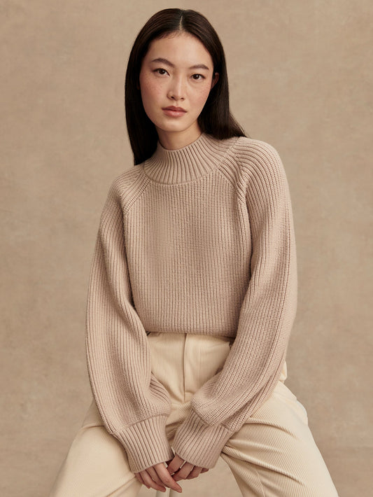Martina High Neck Rib Knit Cement - Varley