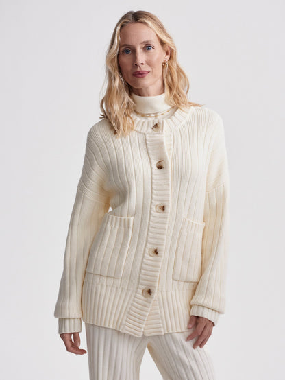 Pensdale Relaxed Knit Cardigan Egret - Varley