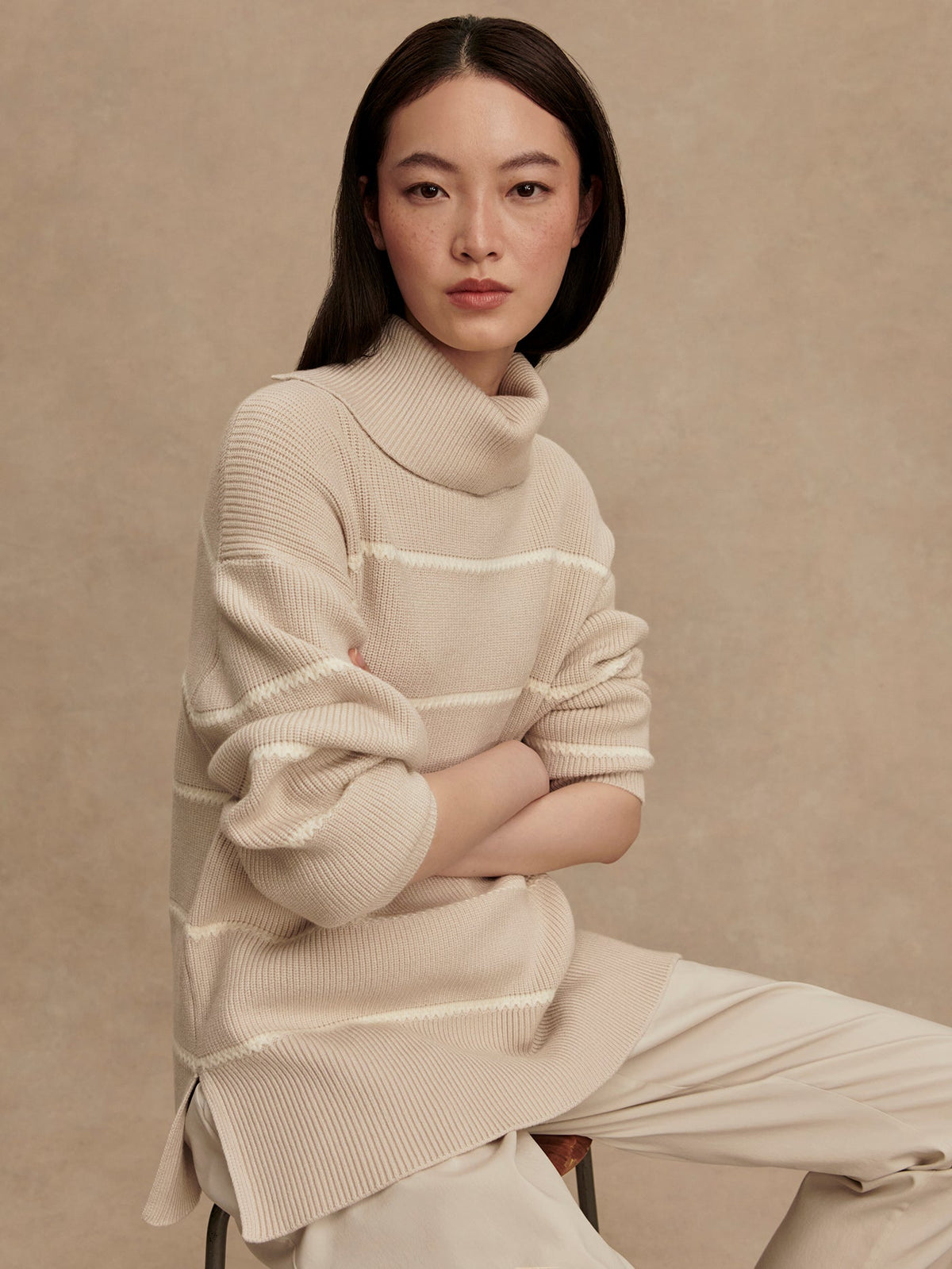 Hamish Stitch Knit Sweater Silver Birch - Varley