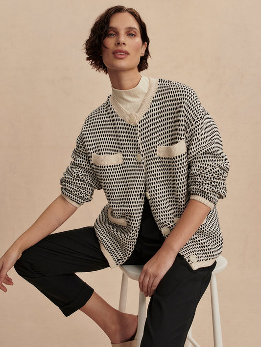 Tidewell Textured Cardigan Birch Multi Stitch - Varley