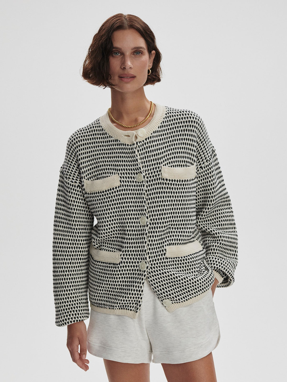 Tidewell Textured Cardigan Birch Multi Stitch - Varley